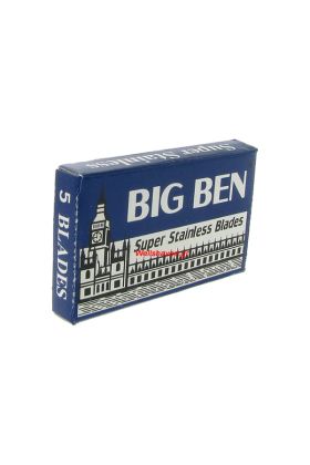 Ξυραφάκια Big Ben Super Stainless κατάλληλα για όλες τις ξυριστικές μηχανές. Κάθε κουτάκι περιέχει 5 ξυραφάκια.