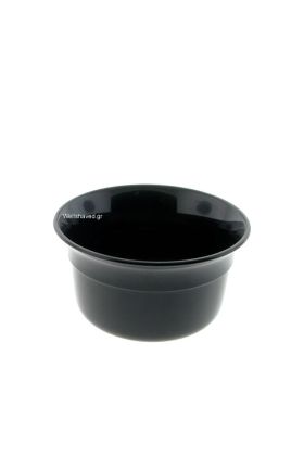 Μαύρο πλαστικό μπολ για μούλιασμα πινέλου και δημιουργία αφρού ξυρίσματος - Omega. Εσωτερική διάμετρος : 9,00 cm - Ύψος : 5,00 cm