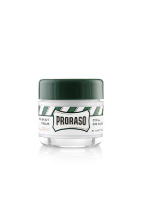Pre shave της Proraso με ευκάλυπτο σε συσκευασία των 15ml. Βαζάκι ιδανικό για τα ταξίδια σας. Χρησιμοποιήστε το pre shave της proraso πριν το ξύρισμα σε βρεγμένο πρόσωπο για να μαλακώσουν τα γένια.