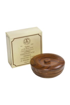 Σαπούνι ξυρίσματος Taylor of Old Bond Street με άρωμα σανδαλόξυλο σε ξύλινο δοχείο. Συσκευασία των 100 γραμμαρίων